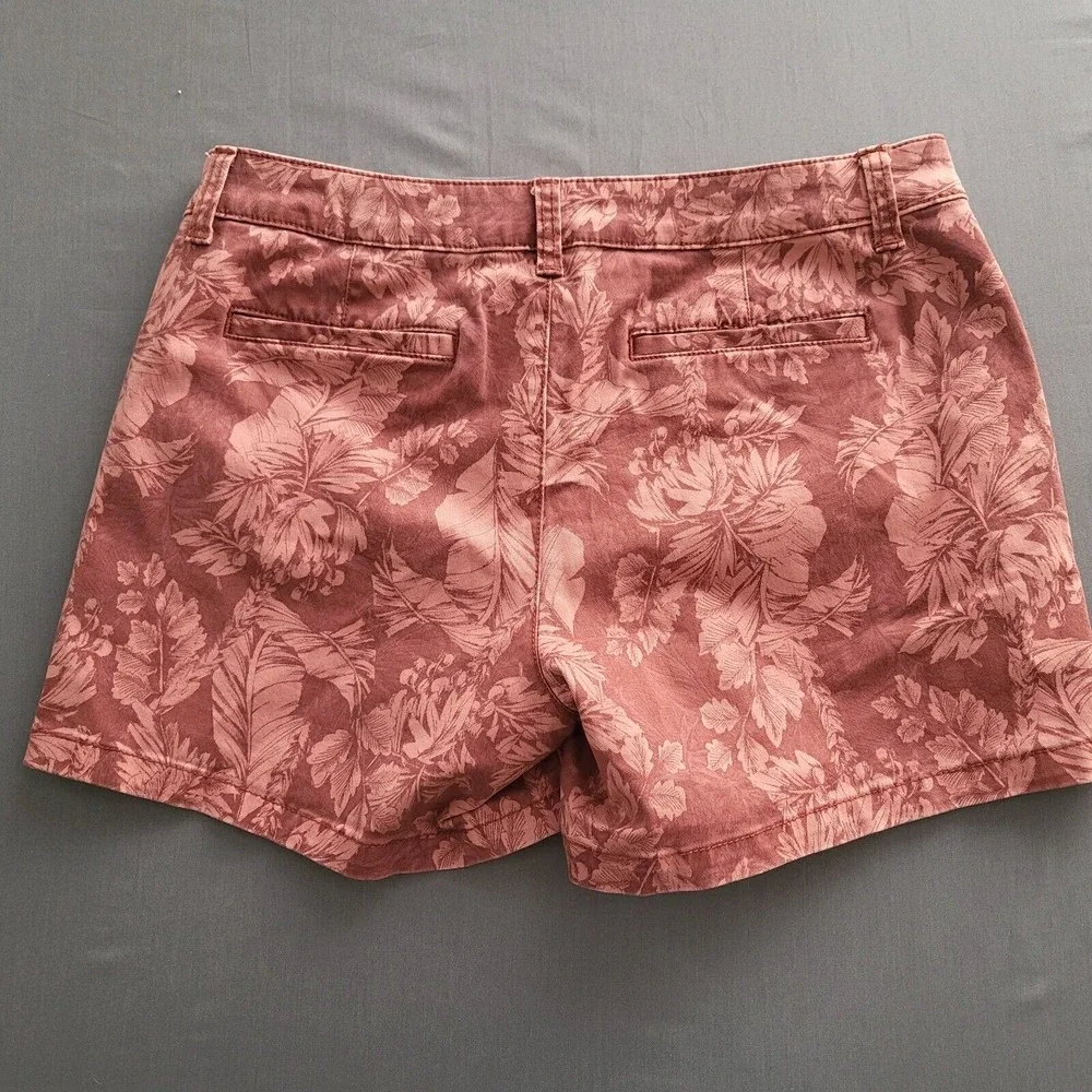 ana A New Approach Womens Mauve Floral Mid‎ Rise Twill Shorts Size 6 Boho Y2K